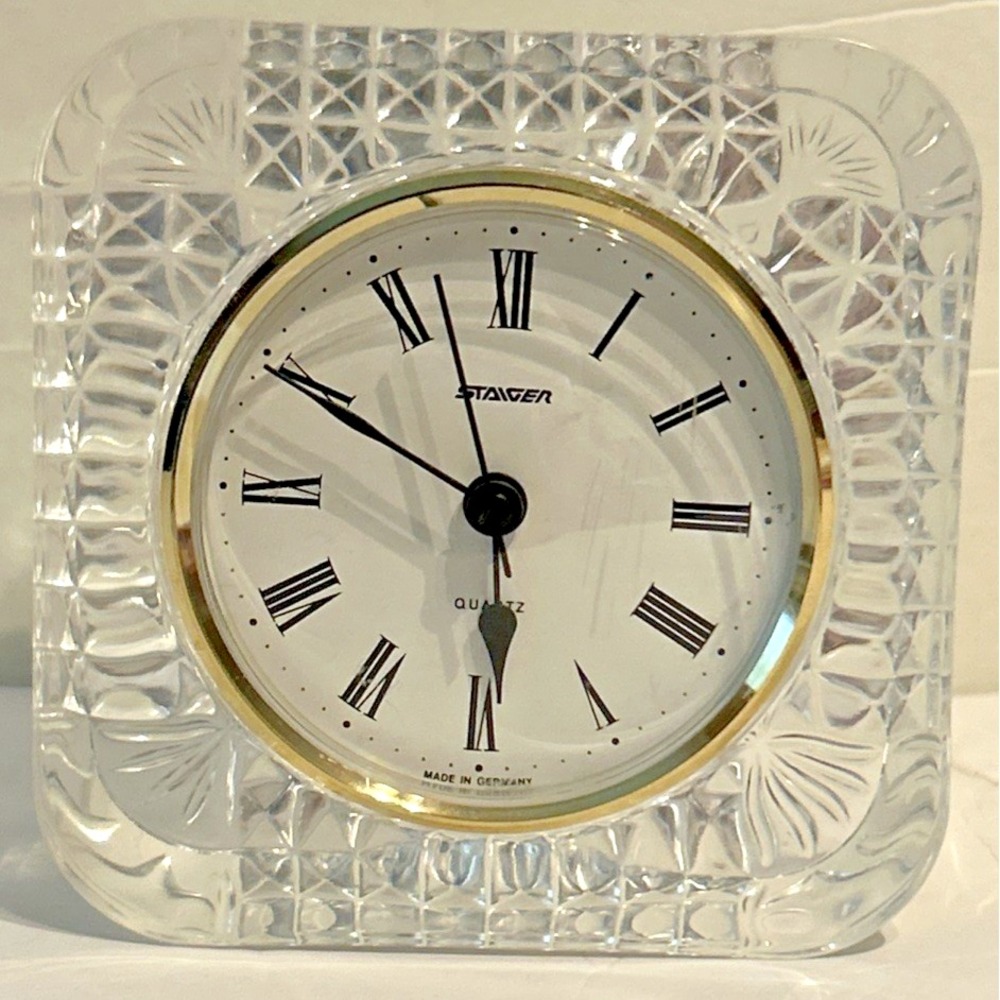Staiger Quartz Lead Crystal Desk Clock West Germany 4 In X 4 In See Pictures